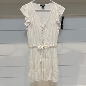 PAIGE off-White Cream Ivory v- Neck Mini Dress Size Small